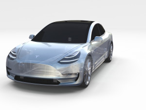 tesla model 3 with chassis silver 3D मॉडल