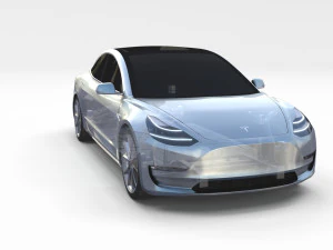 tesla model 3 with chassis silver 3D Model