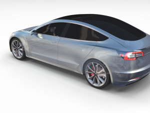 tesla model 3 with chassis silver 3D मॉडल