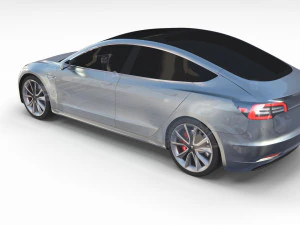 tesla model 3 with chassis silver 3D Model