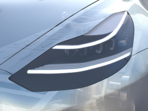 tesla model 3 with chassis silver 3D मॉडल
