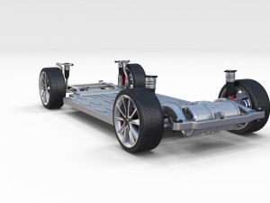 tesla model 3 with chassis silver 3D मॉडल