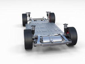 tesla model 3 with chassis silver 3D मॉडल