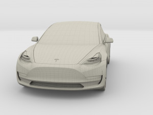 tesla model 3 with chassis silver 3D मॉडल