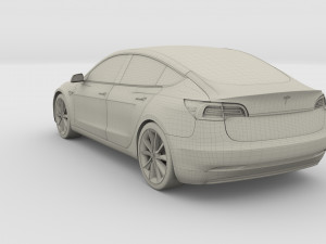 tesla model 3 with chassis silver 3D मॉडल