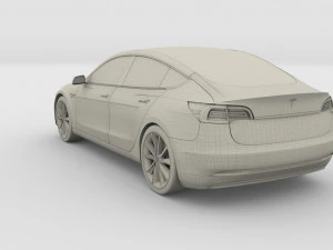 tesla model 3 with chassis silver 3D Model
