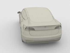 tesla model 3 with chassis silver 3D मॉडल
