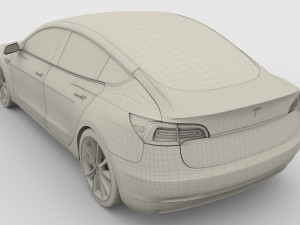 tesla model 3 with chassis silver 3D मॉडल