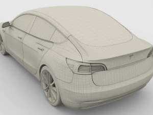 tesla model 3 with chassis silver 3D Model