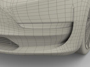 tesla model 3 with chassis silver 3D Model