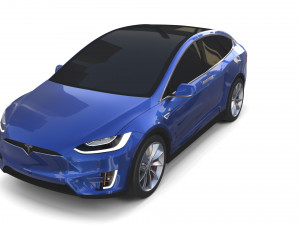 tesla model x with chassis blue 3D Model