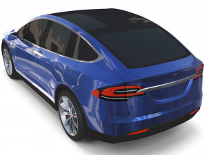 tesla model x with chassis blue 3D Model