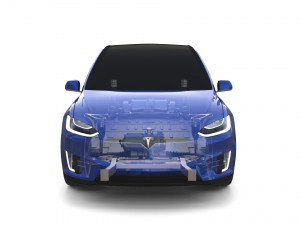 tesla model x with chassis blue 3D Model