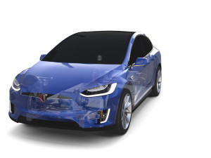 tesla model x with chassis blue 3D Model