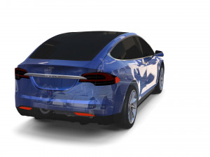 tesla model x with chassis blue 3D Model