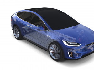 tesla model x with chassis blue 3D Model