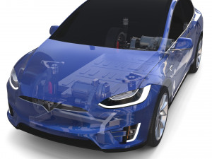 tesla model x with chassis blue 3D Model
