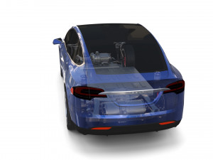 tesla model x with chassis blue 3D Model