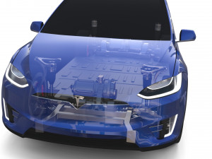 tesla model x with chassis blue 3D Model