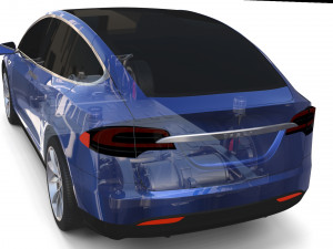 tesla model x with chassis blue 3D Model