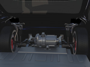 tesla model x with chassis blue 3D Model