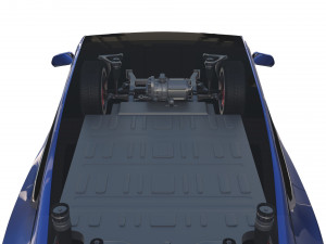 tesla model x with chassis blue 3D Model
