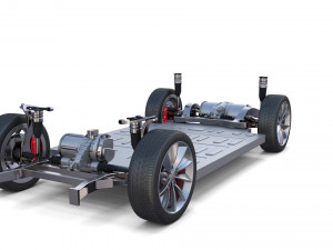 tesla model x with chassis blue 3D Model