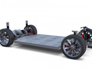 tesla model x with chassis blue 3D Model