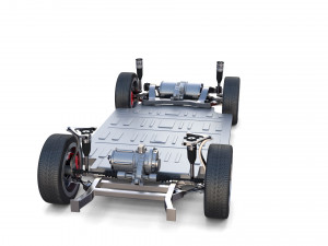 tesla model x with chassis blue 3D Model