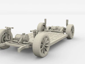 tesla model x with chassis blue 3D Model