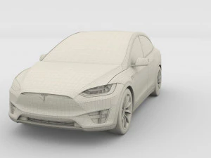 tesla model x with chassis blue 3D Model
