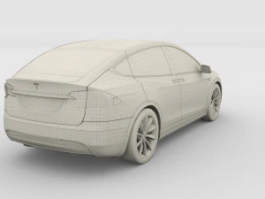 tesla model x with chassis blue 3D Model