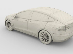 tesla model x with chassis blue 3D Model