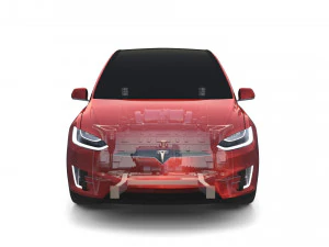 tesla model x with chassis red 3D Model