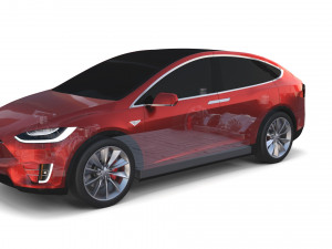 tesla model x with chassis red 3D Модель