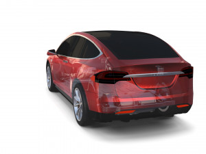 tesla model x with chassis red 3D Модель