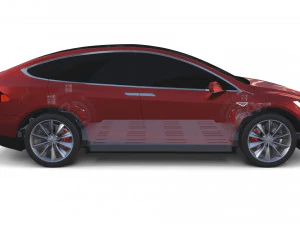 tesla model x with chassis red 3D Model
