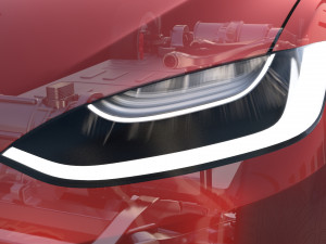 tesla model x with chassis red 3D Модель