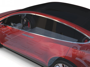 tesla model x with chassis red 3D Модель