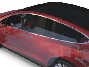 tesla model x with chassis red 3D Model