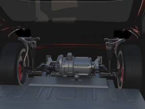 tesla model x with chassis red 3D Модель