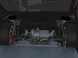 tesla model x with chassis red 3D Model