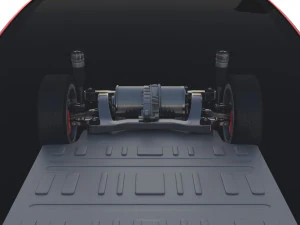 tesla model x with chassis red 3D Model