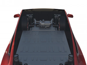 tesla model x with chassis red 3D Модель
