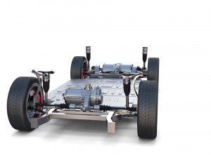 tesla model x with chassis red 3D Модель