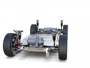 tesla model x with chassis red 3D Model