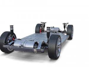 tesla model x with chassis red 3D Model