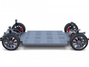 tesla model x with chassis red 3D Модель