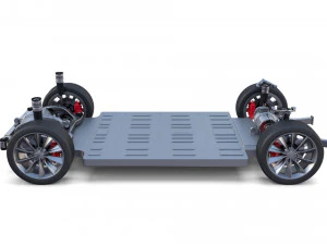 tesla model x with chassis red 3D Model