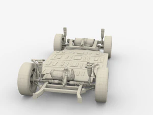 tesla model x with chassis red 3D Model